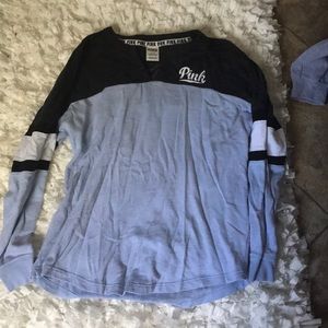 Pink blue long sleeve t-shirt